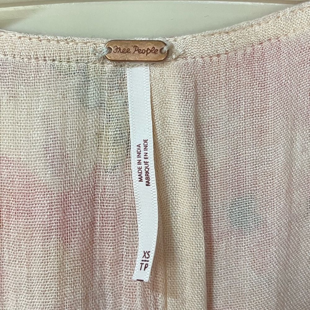 FREE PEOPLE Freddy Tie Waist Minidress Watercolor Floral Print Pink Women’s XS - Picture 8 of 10